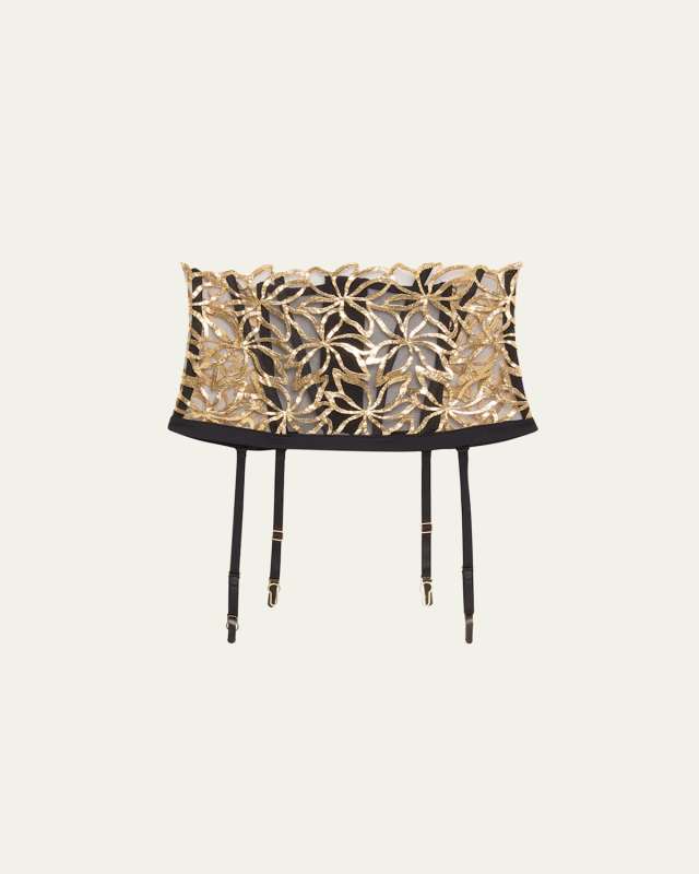 Eclats D'Or Embroidered Waspie Garter Belt
